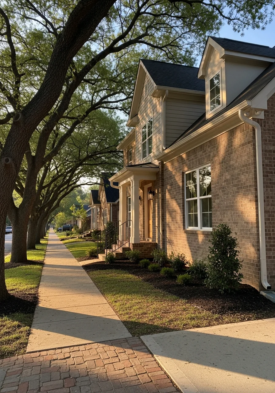 Technician in professional attire standing in front of Nashville residential property.