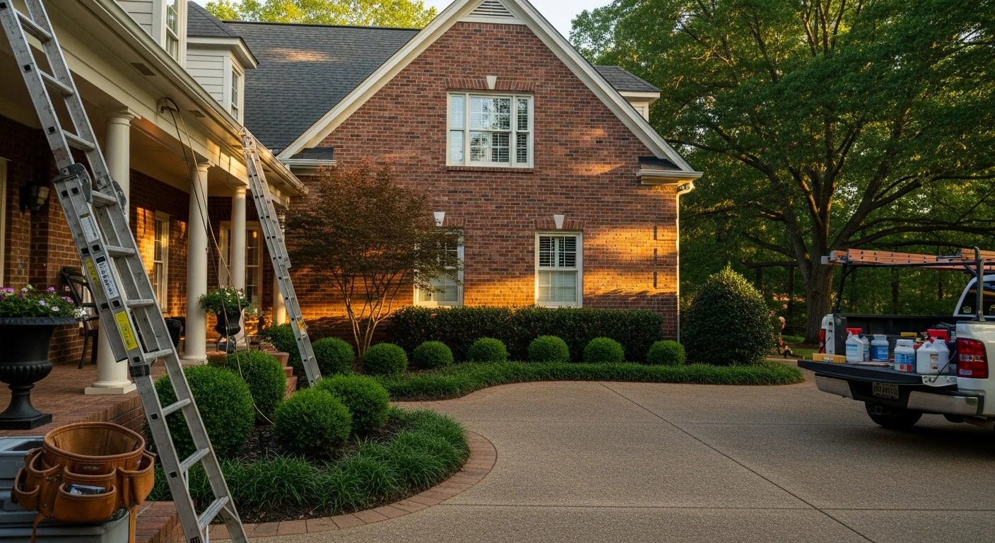 Residential home in Williamson County with mature landscaping and brick exterior, typical of Franklin and Brentwood neighborhoods.
